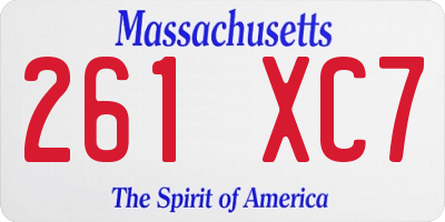 MA license plate 261XC7