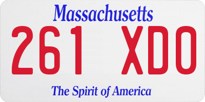 MA license plate 261XD0