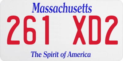 MA license plate 261XD2