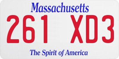 MA license plate 261XD3