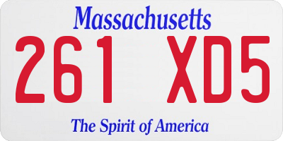 MA license plate 261XD5