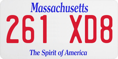MA license plate 261XD8