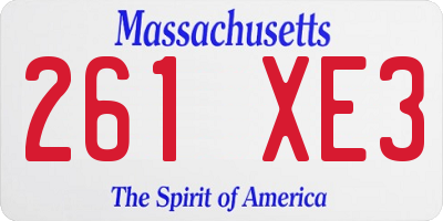 MA license plate 261XE3