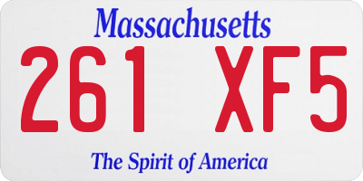 MA license plate 261XF5