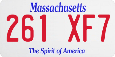 MA license plate 261XF7