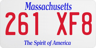MA license plate 261XF8