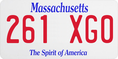 MA license plate 261XG0