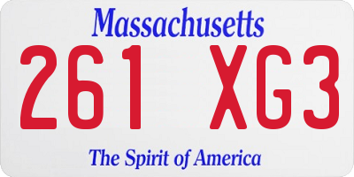 MA license plate 261XG3