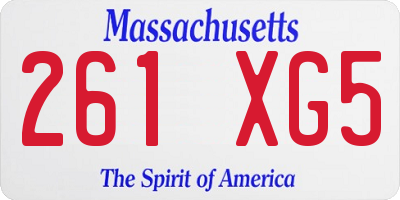 MA license plate 261XG5