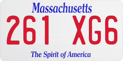 MA license plate 261XG6