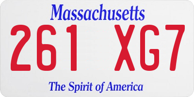 MA license plate 261XG7
