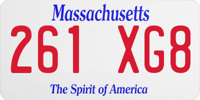 MA license plate 261XG8
