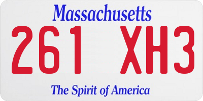 MA license plate 261XH3