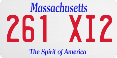 MA license plate 261XI2