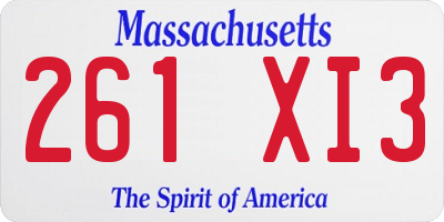 MA license plate 261XI3