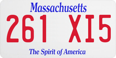 MA license plate 261XI5