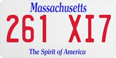 MA license plate 261XI7