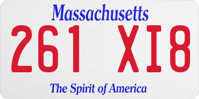 MA license plate 261XI8