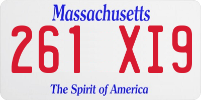 MA license plate 261XI9