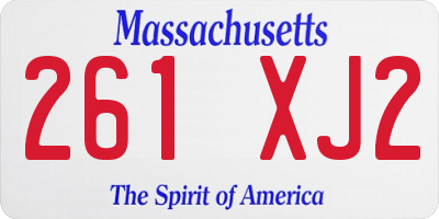 MA license plate 261XJ2