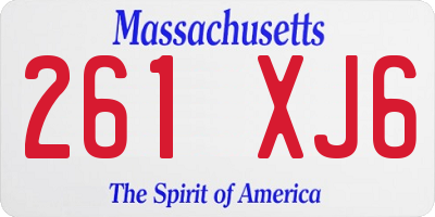 MA license plate 261XJ6
