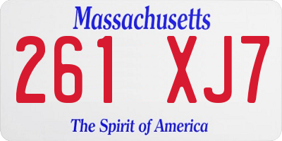 MA license plate 261XJ7