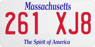 MA license plate 261XJ8