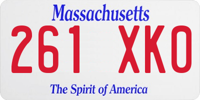 MA license plate 261XK0