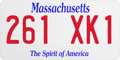MA license plate 261XK1
