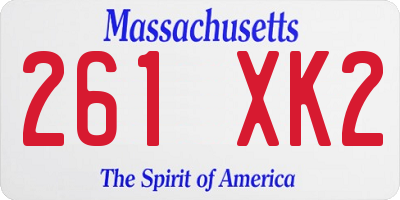 MA license plate 261XK2