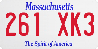 MA license plate 261XK3