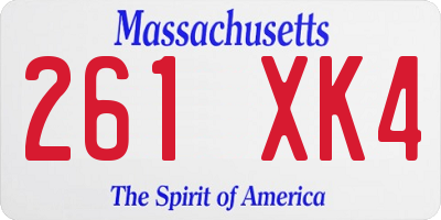 MA license plate 261XK4