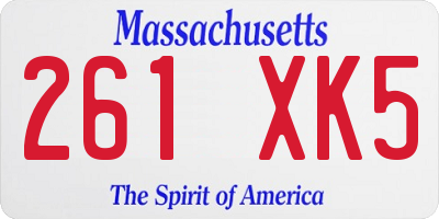 MA license plate 261XK5