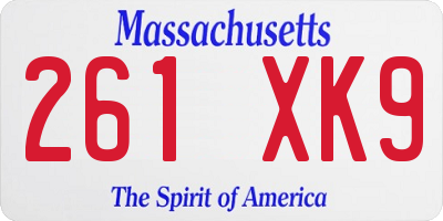 MA license plate 261XK9