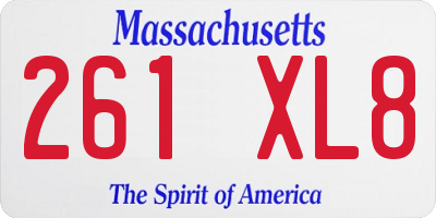 MA license plate 261XL8