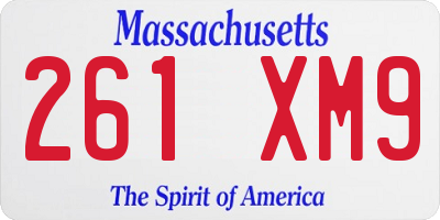 MA license plate 261XM9