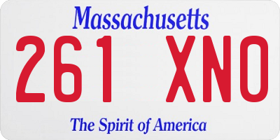 MA license plate 261XN0
