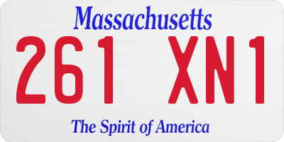 MA license plate 261XN1