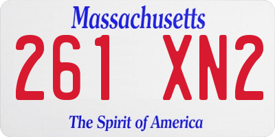 MA license plate 261XN2