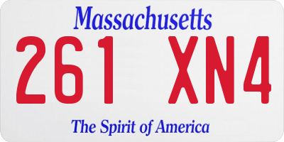 MA license plate 261XN4