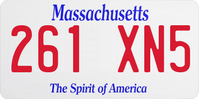 MA license plate 261XN5