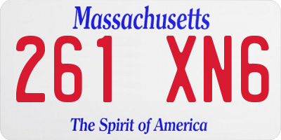 MA license plate 261XN6