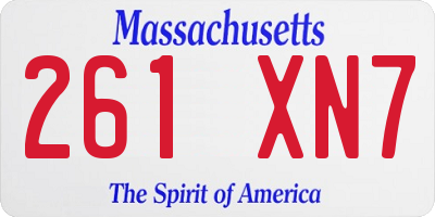 MA license plate 261XN7