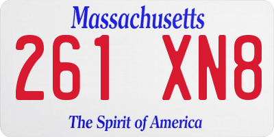 MA license plate 261XN8
