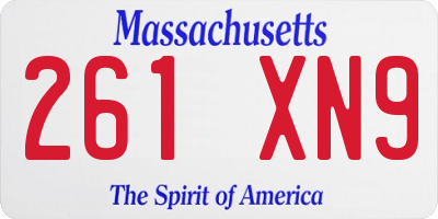 MA license plate 261XN9