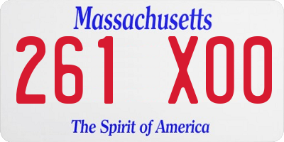 MA license plate 261XO0
