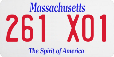 MA license plate 261XO1