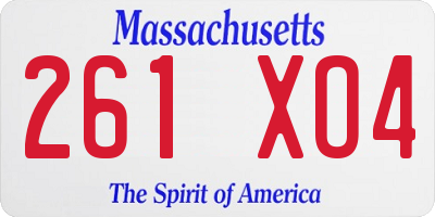 MA license plate 261XO4