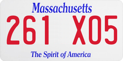 MA license plate 261XO5