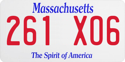 MA license plate 261XO6